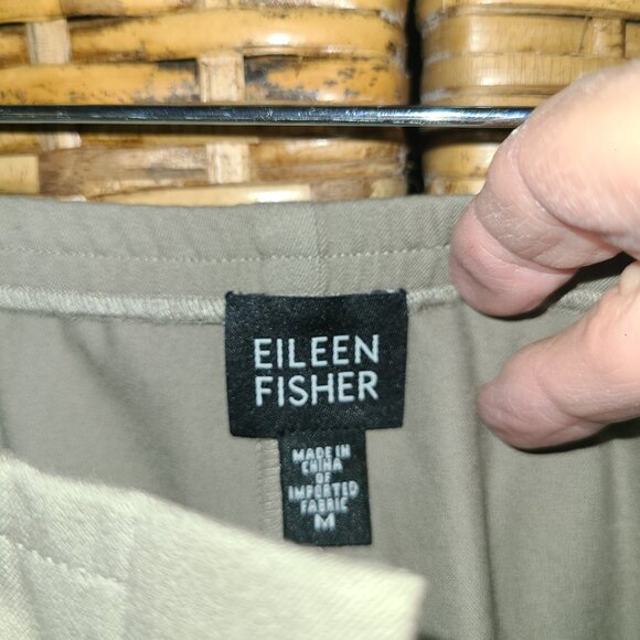 Eileen Fisher Taupe Wide Leg Crop Pant Women's SZ M VTG Cotton Stretch Waist - Picture 4 of 5
